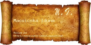 Macsicska Iduna névjegykártya